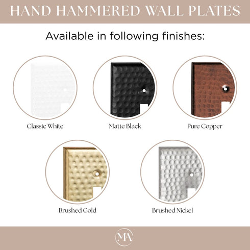 Hand Hammered Duplex Outlet Switch Wall Plate - Brushed Nickel Finish